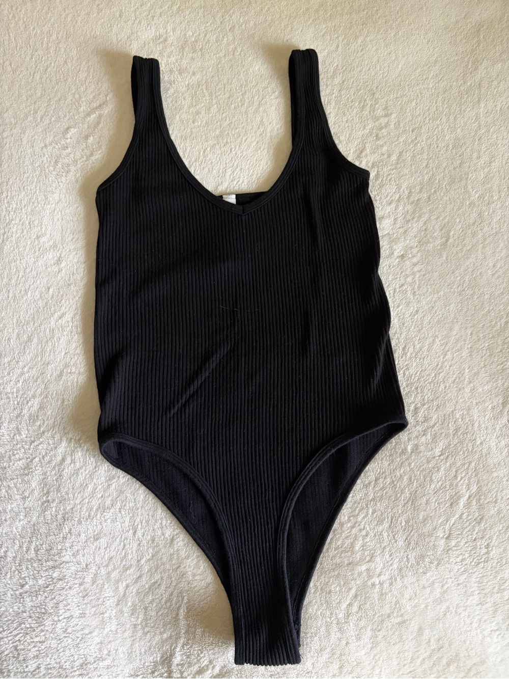 Aura Women’s Black Ribbed  One-Piece Bodysuit Sz M‎